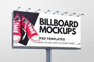 Photoshop Left View of Regular BIllboard Mockup