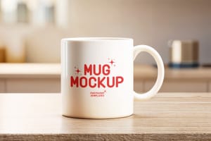 Photoshop Mug Mockup on Wood Table