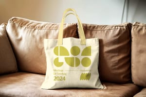 Photoshop Tote Bag Mockup Standing on a Sofa