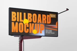 Photoshop Right View of High Billboard Mockup