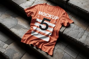 Photoshop T-Shirt Mockup On Stair