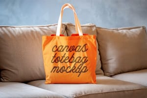 Photoshop White Fabric Totebag Mockup On Sofa