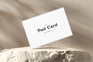 White Post Card Mockup Stone Podium