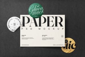 Photoshop Paper and Sticker Mockup