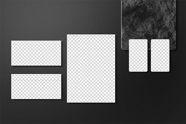 PNG Black Background Stationery Mockup