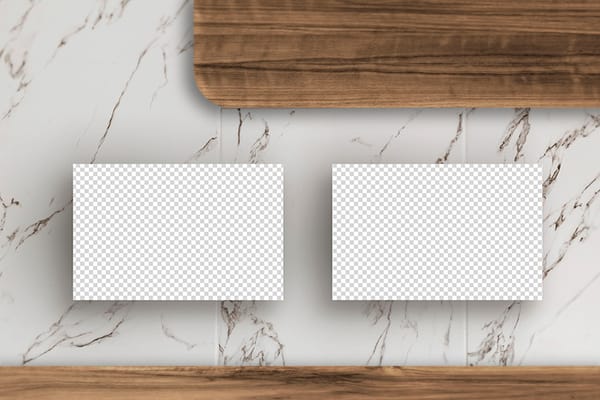 PNG Business Card On Marble Table Mockup