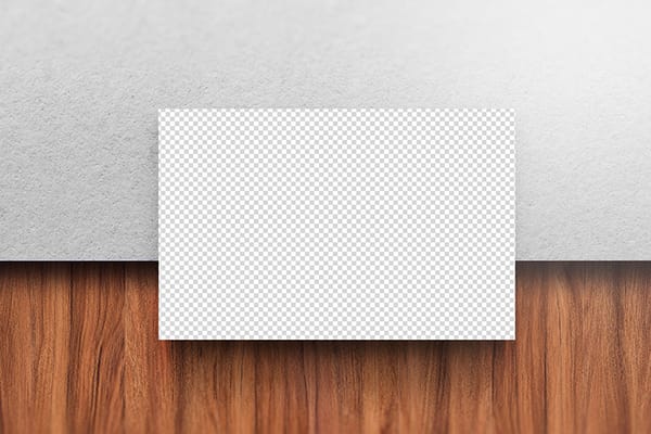 PNG Business Card On Paper Texture & Wood Table Mockup