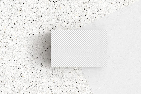 PNG Business Card On Speckled Marble Background Mockup