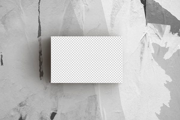 PNG Business Card On Torn Paper Wall Mockup