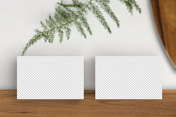 PNG Business Card On White Wall & Table Mockup