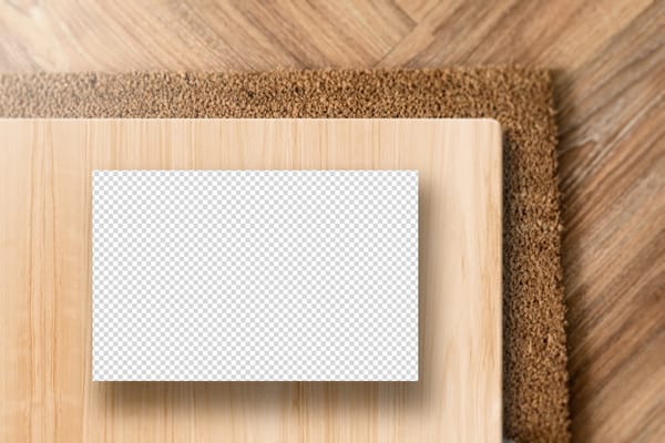 PNG Business Card On Wood Texture Background Mockup