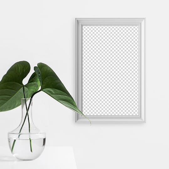 PNG Frame Mockup With Green Leaf