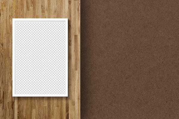 PNG Frame On Wooden Surface Mockup