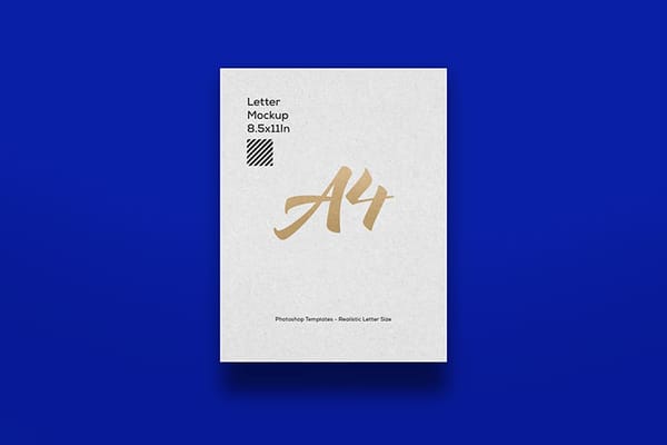 Photoshop A4 Letter Paper Mockup with Blue Background