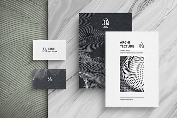 Photoshop Architecture Stationery Mockup on Marble