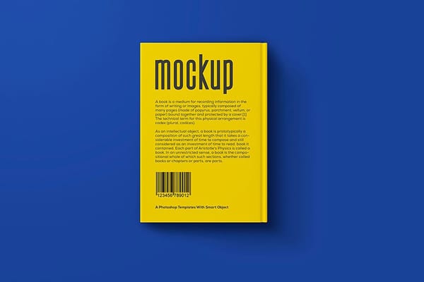 Photoshop Back View of Yellow Book Mockup