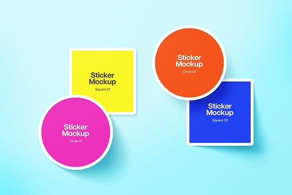 Photoshop Bold Riso Print Stickers Mockup