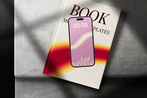 Photoshop Book With Mobile Phone Mockup