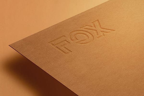 Photoshop Brand Fox Paper Logo Mockup Scene