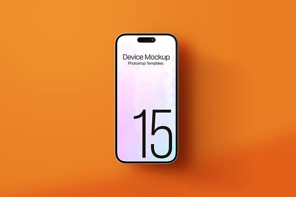 Photoshop Branding Orange Phone 15 Device Mockup