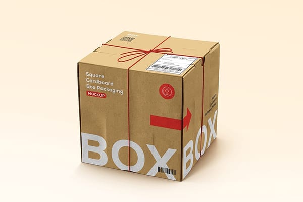 Photoshop Branding Square Cardboard Box Mockup