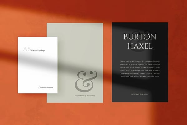 Photoshop Burton Haxel A4 & A5 Paper Mockup