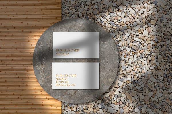 Photoshop Business Card Mockup on Stone Podium