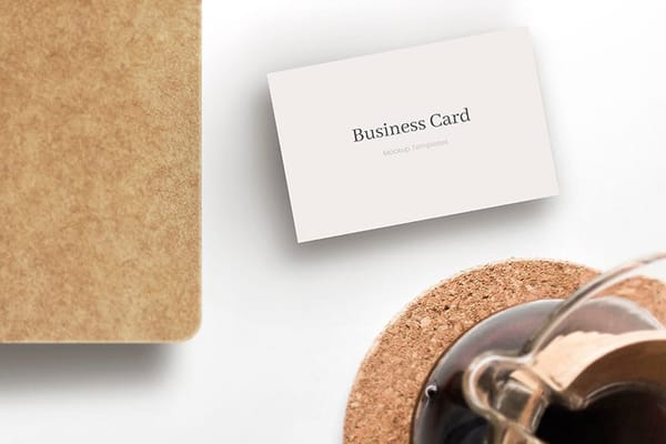 Photoshop Business Card Mockup on White Table