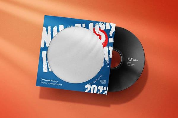 Photoshop CD Mockup on Bold Orange Background