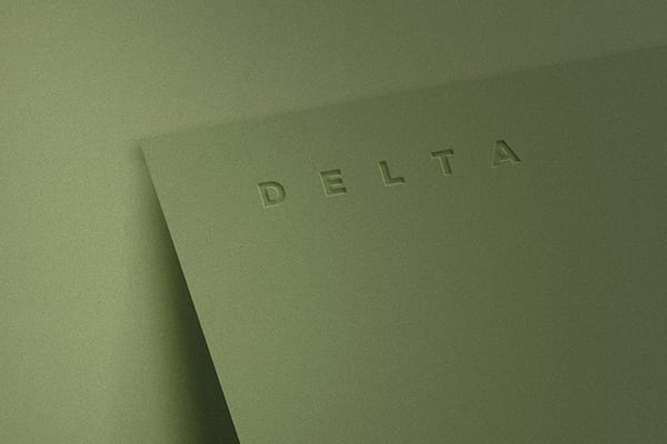 Photoshop Delta Green Paper Logo Mockup Leaning