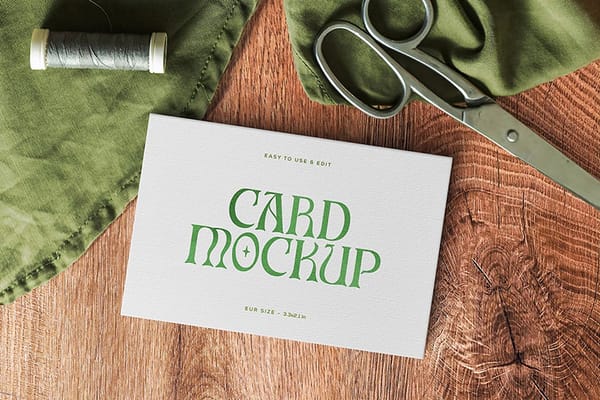 Photoshop EUR Tailor Business Card Mockup Scene