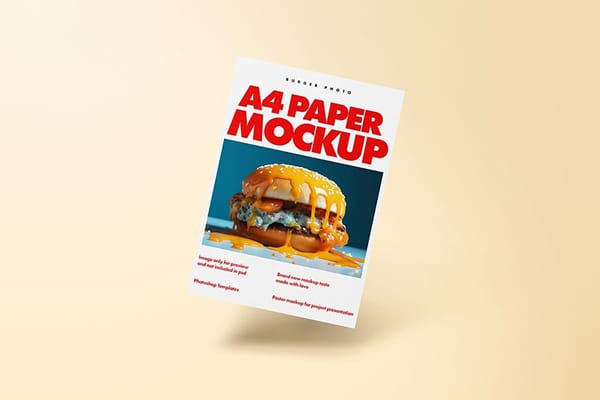 Photoshop Floating Burger Poster Mockup