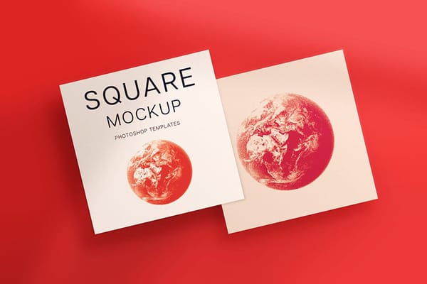 Photoshop Floating Stacked Square Mockup