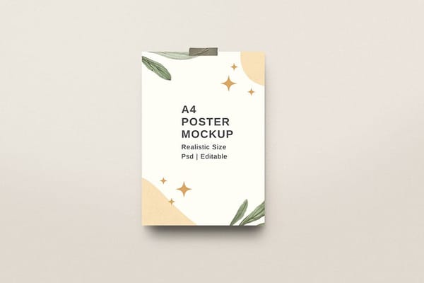 Floral A4 Poster Mockup