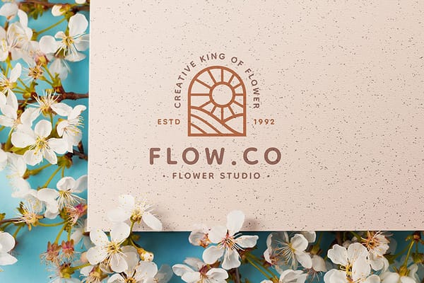 Flower Studio Paper Logo Mockup