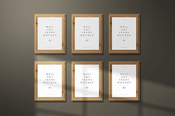 Photoshop Frame Mockup Grid Layout on Shadowed Backgound