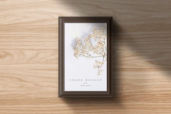 Photoshop Frame Mockup on Wood Background