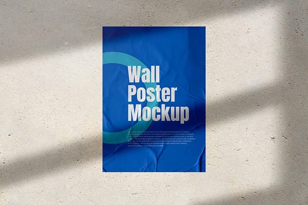 Photoshop Glued Poster Mockup on Textured Wall