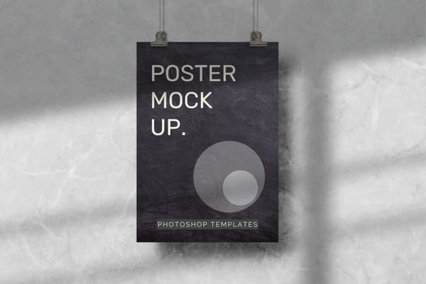 Photoshop Hanging Poster Mockup With Shadow