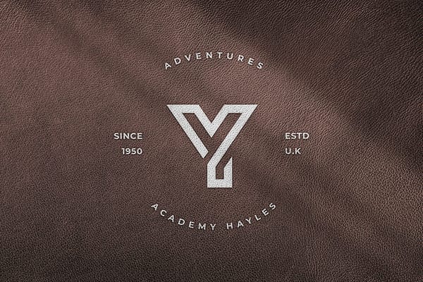 Photoshop Leather Y Logo Mockup with Realistic Shadow