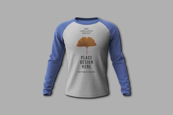 Photoshop Long Sleeve T-Shirt Mockup with Front View