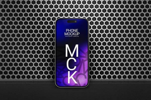 Photoshop Mobile Phone Mockup Lean On A Patterned Background