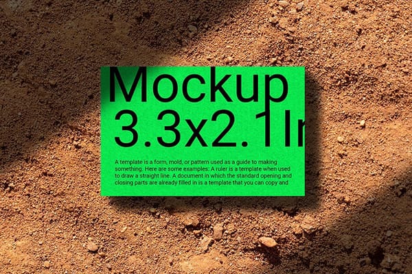 Neon Business Card Mockup on Dirt Background