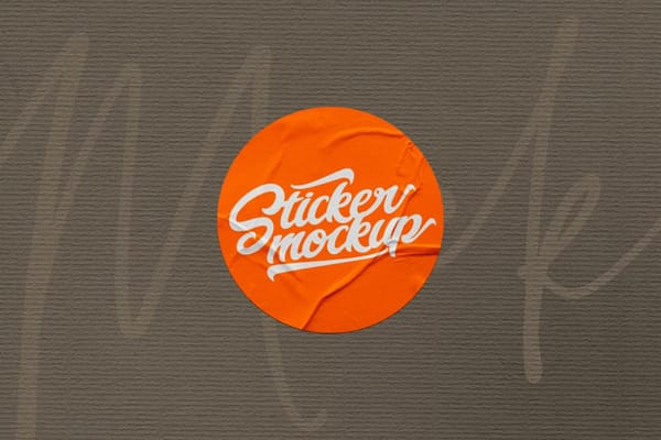 Photoshop Orange Sticker Mockup