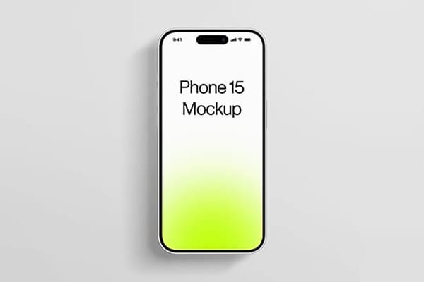 Phone 15 Pro Mockup On Gray Background