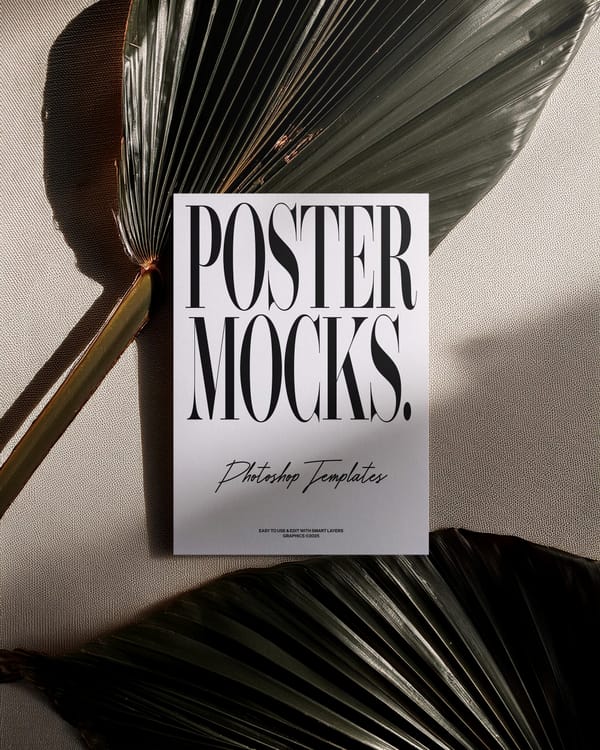 Photoshop Poster Mockup on Dried Palm Leaves