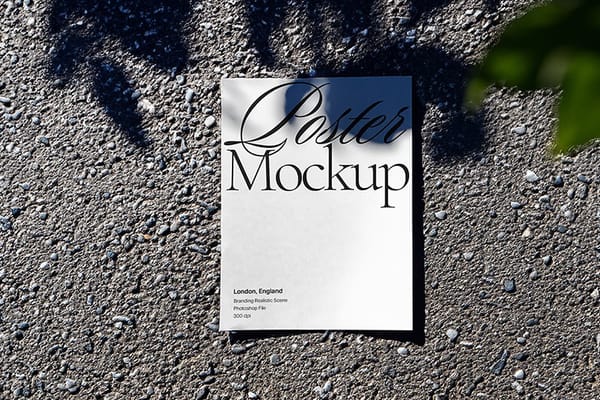 Photoshop Poster Mockup with Natural Leaf Shadow Overlay