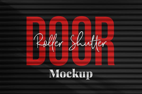 Photoshop Realistic Black Roller Shutter Door Mockup