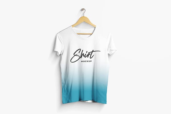 Realistic Hanging Basic T-Shirt Mockup