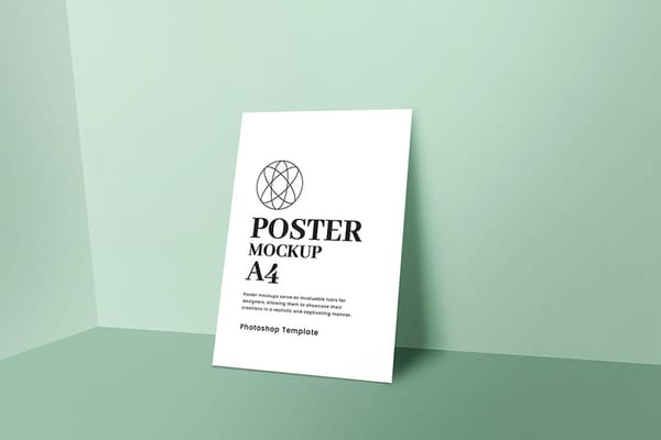 Photoshop Realistic Poster Mockup On Mint Background